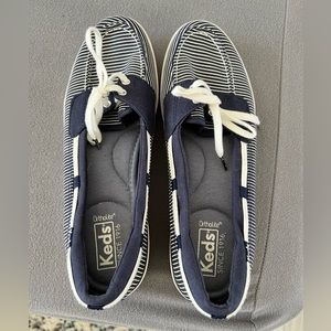 Keds navy/white striped slip on casual shoes